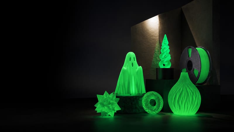 Glow PLA filament overview